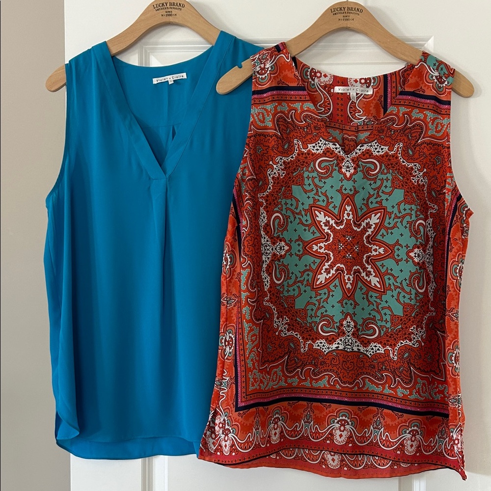Violet & Claire BUNDLE! 2 Tank Tops Sz L w MEASUREMENTS